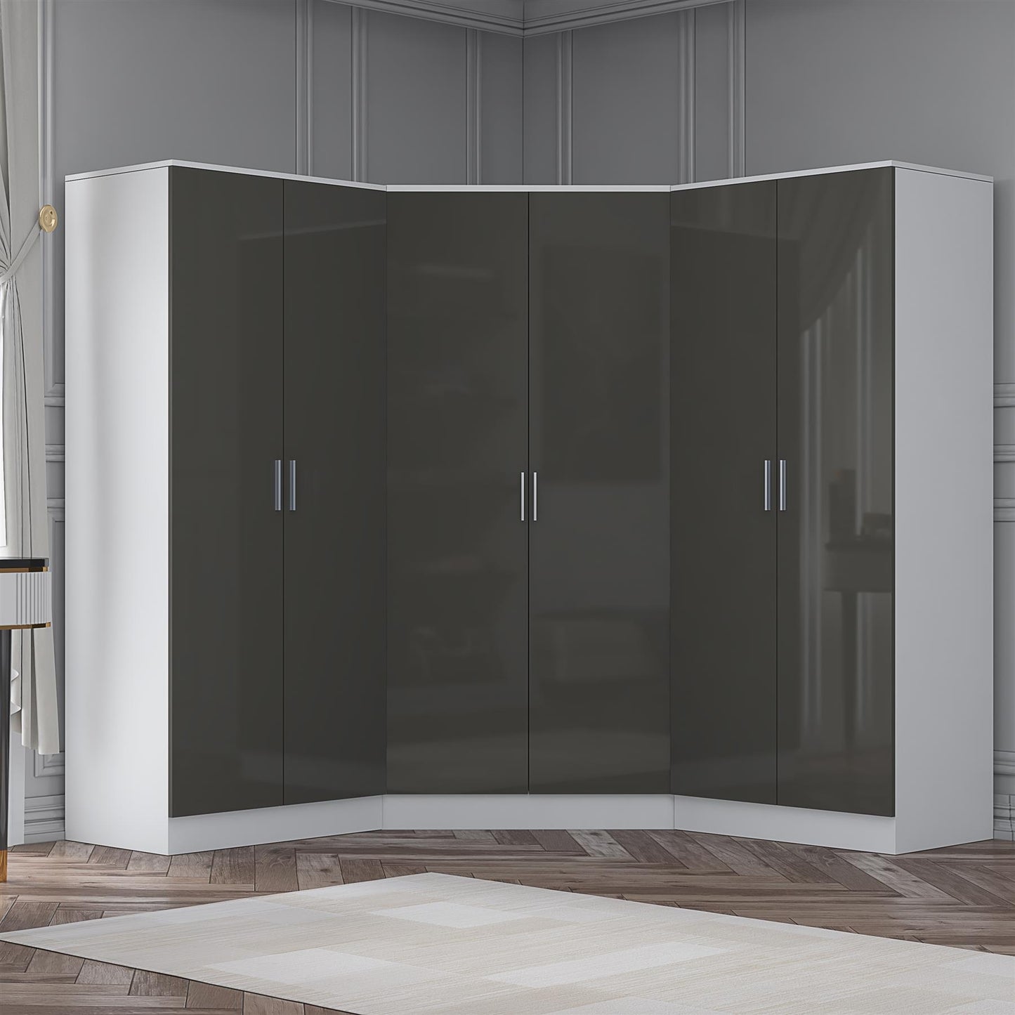 REFLECT Gloss 6 Door Wardrobe Bundle - 2 Door Corner + 2 Door + 2 Door Wardrobe