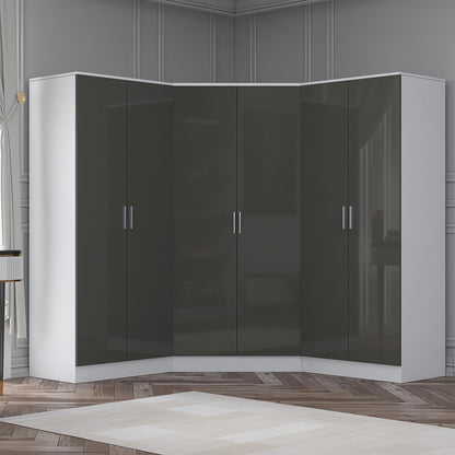 REFLECT Gloss 6 Door Wardrobe Bundle - 2 Door Corner + 2 Door + 2 Door Wardrobe