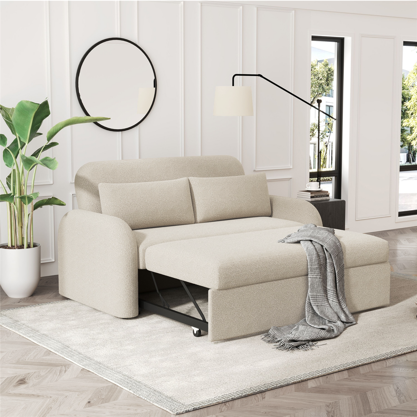 NOMA 2 Seater Boucle Pull Out Sofabed with Storage - 3 Colour Options