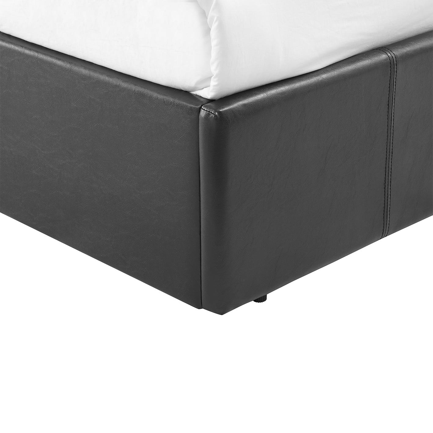 LUNA 5FT King Black Ottoman Storage Bed with Gas Lift - Faux Leather Fabric & Sprung Slats Base