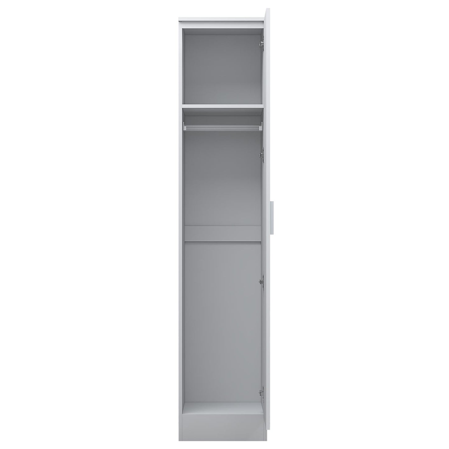 Reflect 1 Door High Gloss Wardrobe - White, Durable Melamine Finish - Modern Bedroom Storage - Single Door Wardrobe