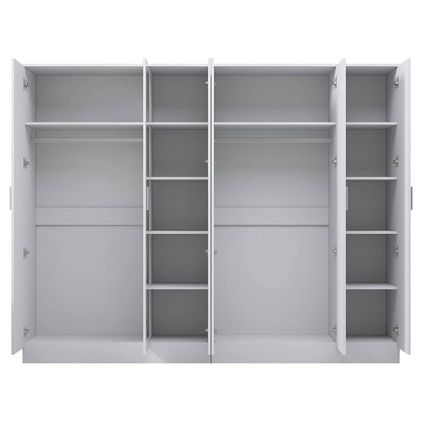 Reflect 2pc Wardrobe Bundle - 3 Door Mirror + 3 Door Plain - White Gloss & Matt White