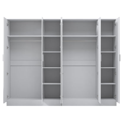 Reflect 2pc Wardrobe Bundle - 3 Door Mirror + 3 Door Plain - White Gloss & Matt White