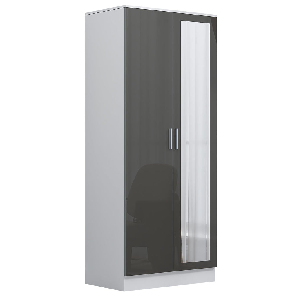 REFLECT Gloss Bedroom Furniture 2 Door Mirrored Wardrobe - 4 Colour Options