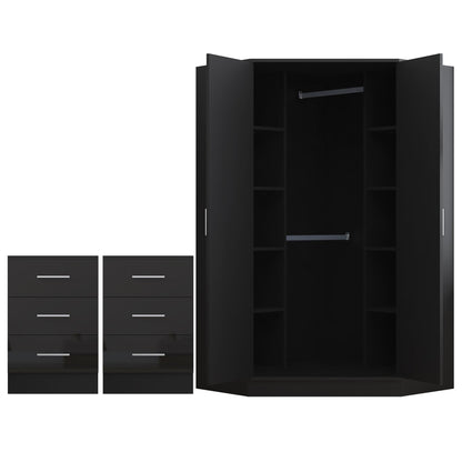REFLECT 3pc Bedroom Set - 2 Door Corner + 2x Bedsides - 4 Colour Options