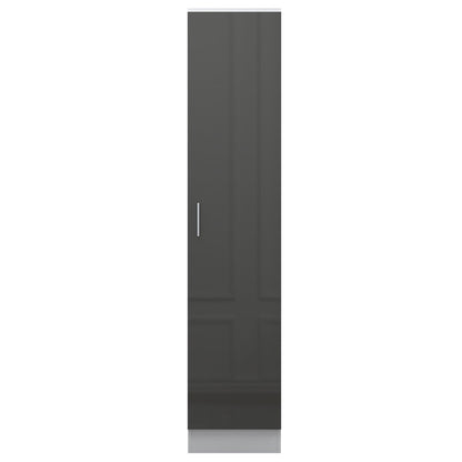 Reflect 1 Door High Gloss Wardrobe - Grey & White, Durable Melamine Finish - Modern Bedroom Storage - Single Door Wardrobe