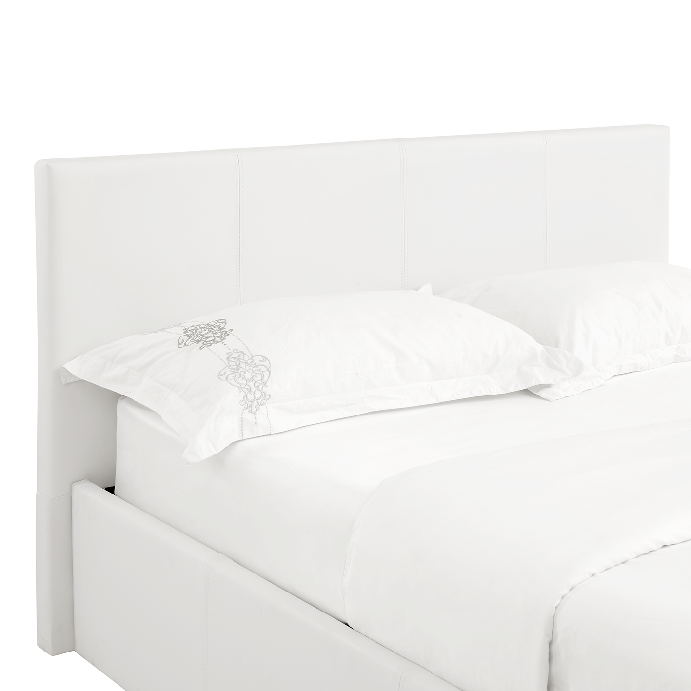 LUNA 5FT King White Ottoman Storage Bed with Gas Lift - Faux Leather Fabric & Sprung Slats Base