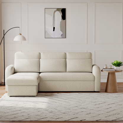 FLYN 3 Seater L Shape Boucle Pull Out Sofabed - 3 Colour Options