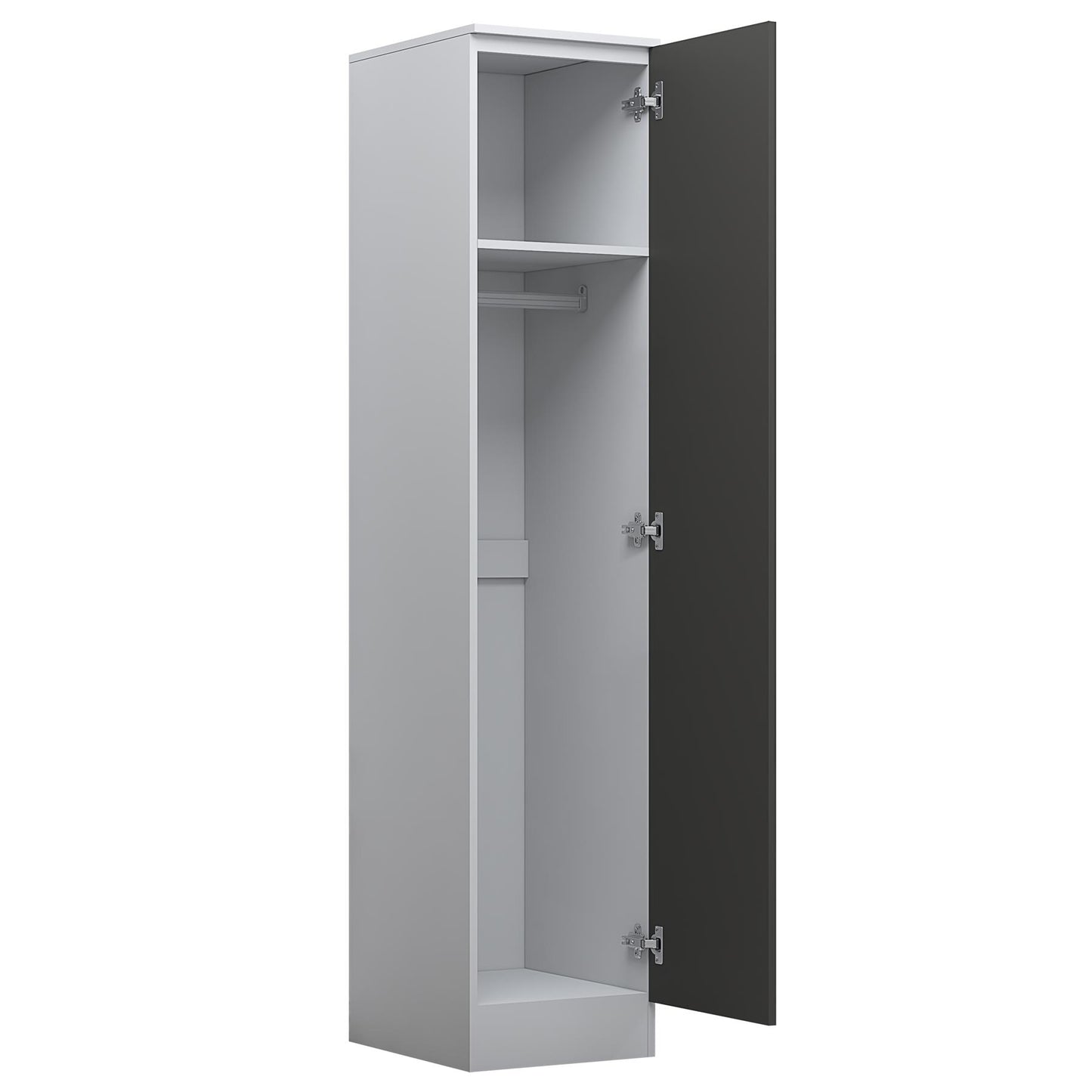 Reflect 3pc Wardrobe Bundle - 2 Door Corner + 2 Door Plain + 1 Door Plain - Grey Gloss & Matt White