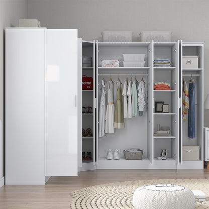 REFLECT Gloss Large 8 Door Corner Mirror Wardrobe Bedroom Furniture Bundle Set