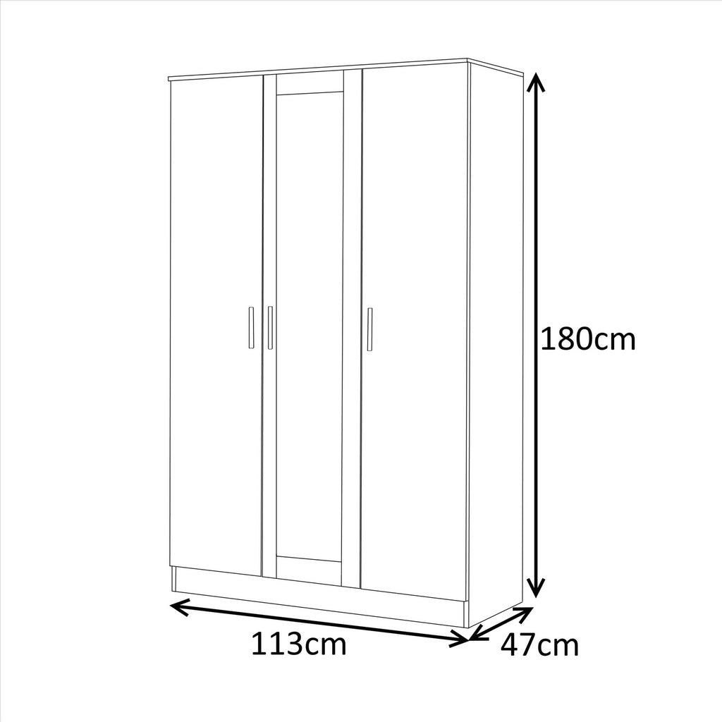 REFLECT High Gloss Bedroom Furniture Wardrobe Chest Bedside Desk in Grey/White