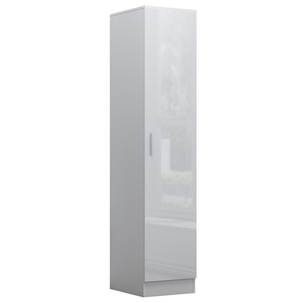 Reflect 3pc Wardrobe Bundle - 2 Door Corner + 2x 1 Door Plain - White Gloss & Matt White