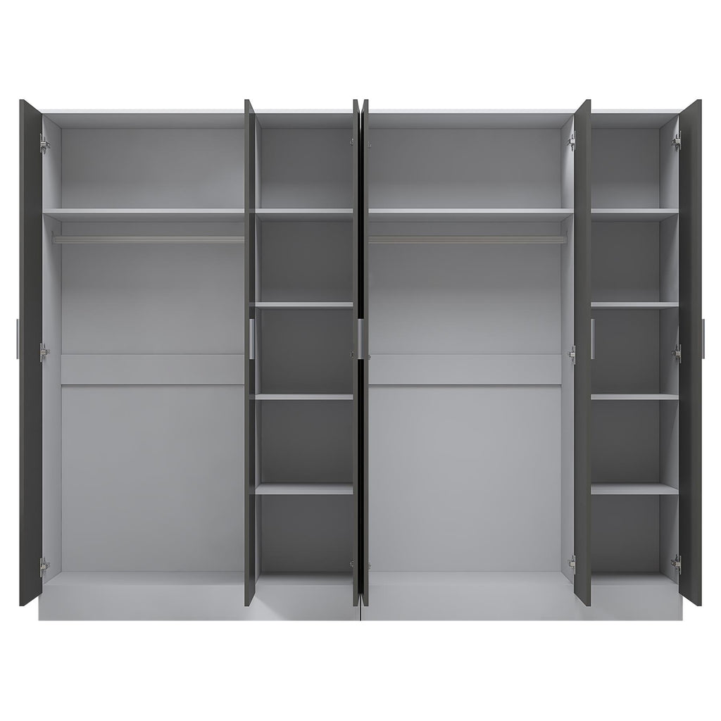 Reflect 2pc Wardrobe Bundle - 3 Door Plain + 3 Door Plain - Grey Gloss & Matt White