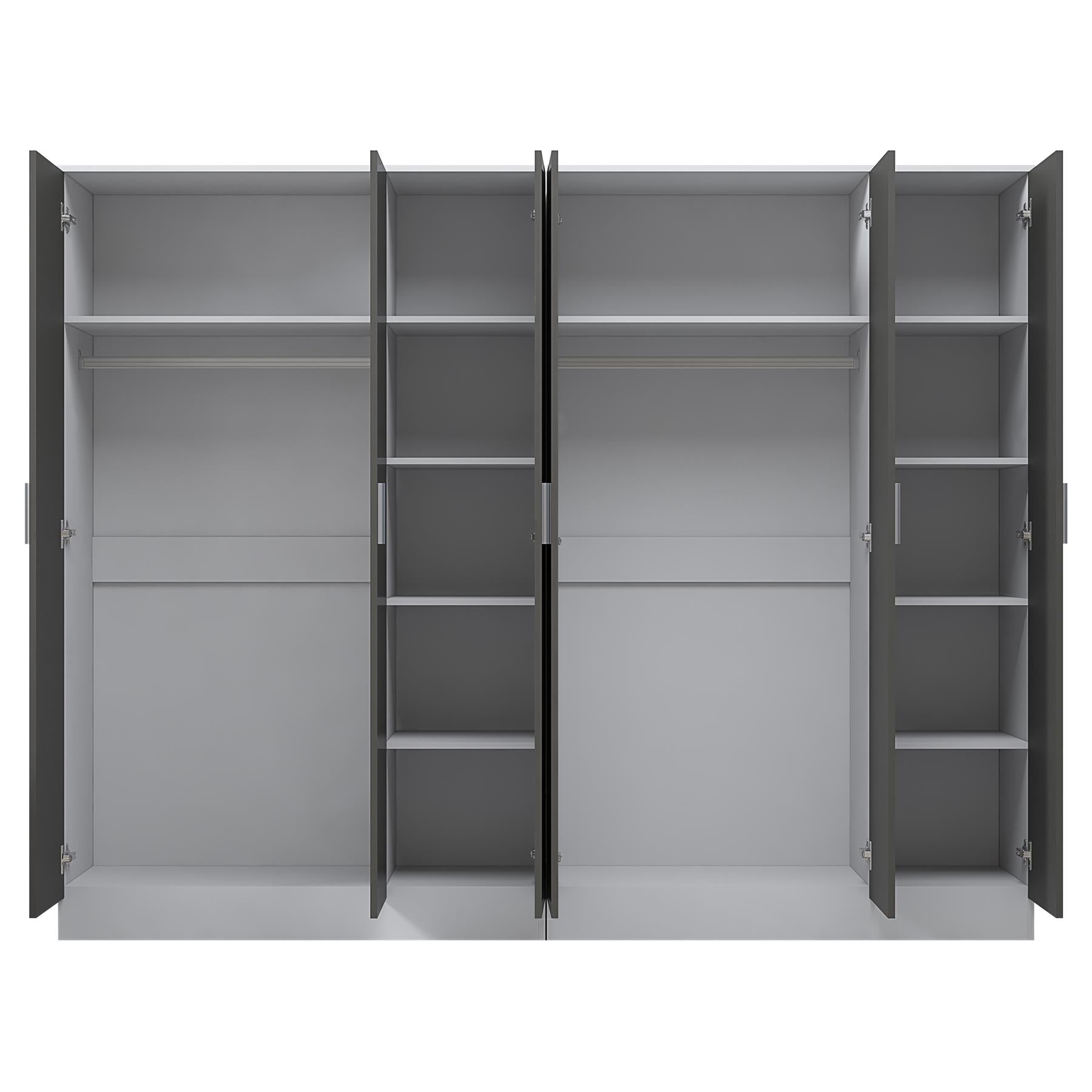 Reflect 2pc Wardrobe Bundle - 3 Door Plain + 3 Door Plain - Grey Gloss & Matt White