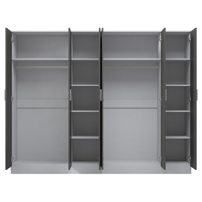 Reflect 2pc Wardrobe Bundle - 3 Door Plain + 3 Door Plain - Grey Gloss & Matt White