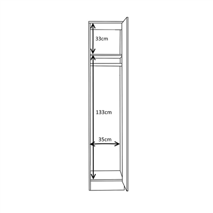 Reflect 1 Door High Gloss Wardrobe - Black Gloss & Walnut, Durable Melamine Finish - Modern Bedroom Storage - Single Door Wardrobe