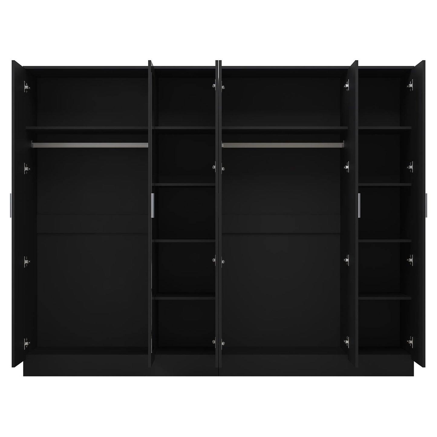 Reflect 2pc Wardrobe Bundle - 3 Door Mirror + 3 Door Plain - Black Gloss & Black Oak