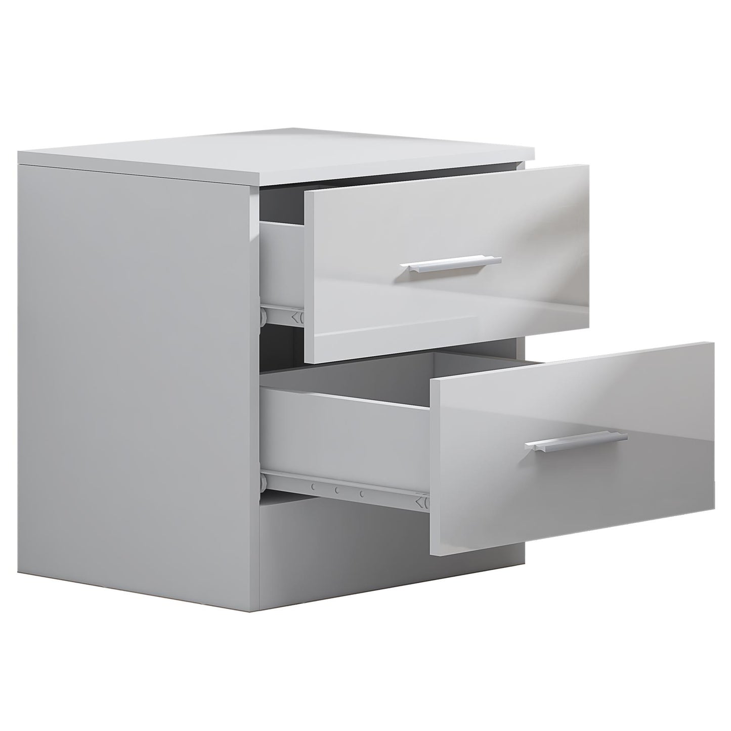 REFLECT Gloss Bedroom Furniture 2 Drawer Bedside - 4 Colour Options