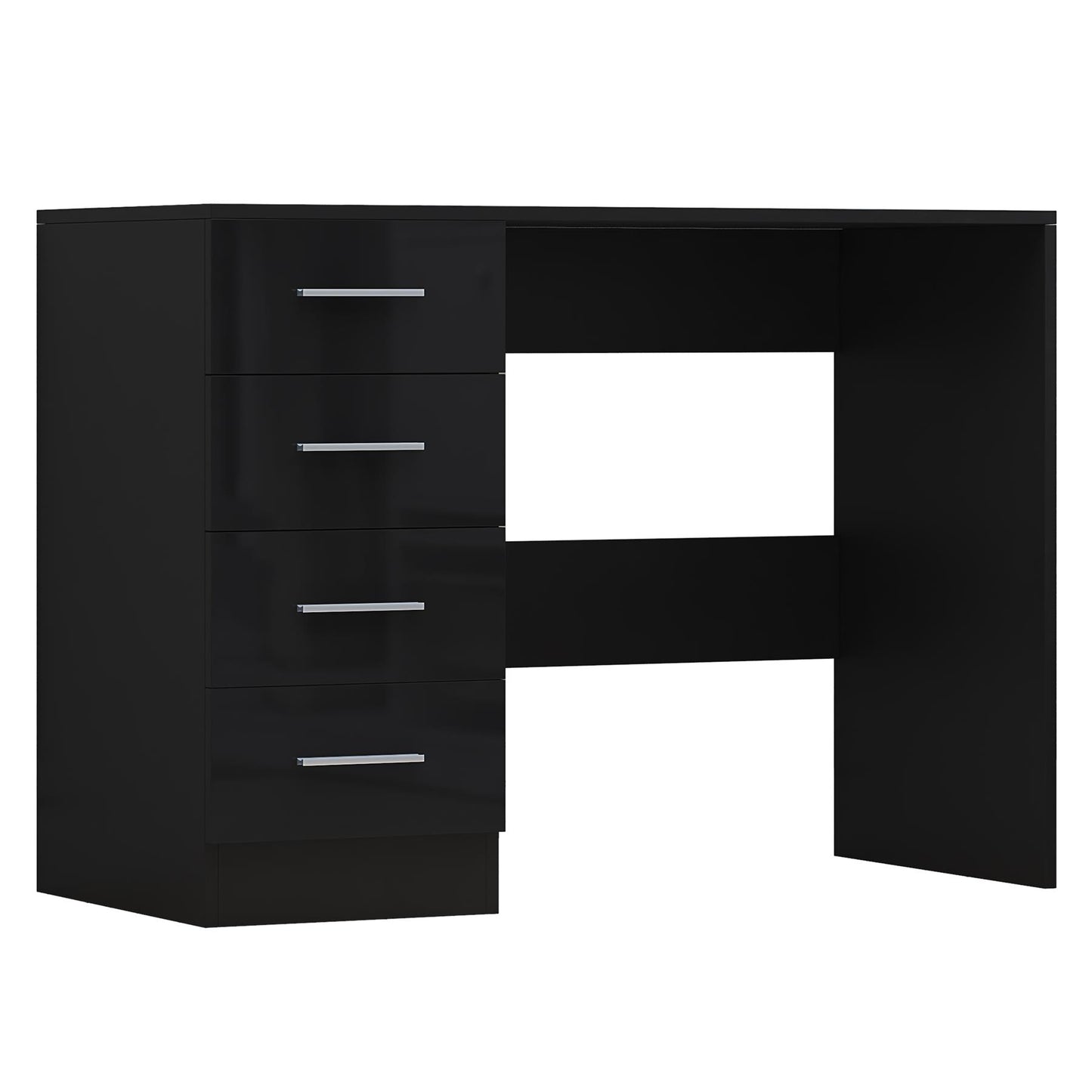 REFLECT Gloss 4pc Set - 3 Door Mirrored Wardrobe + 5 Draw Chest + Bedside + Desk