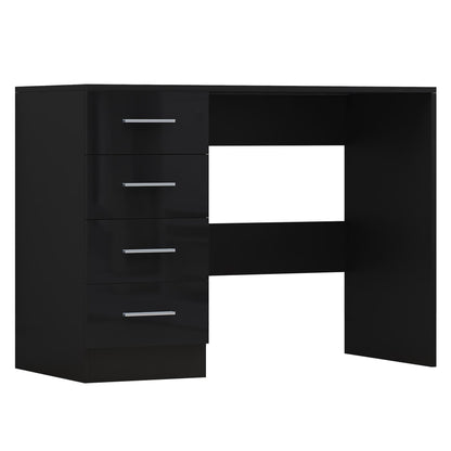 REFLECT Gloss 4pc Set - 3 Door Mirrored Wardrobe + 5 Draw Chest + Bedside + Desk