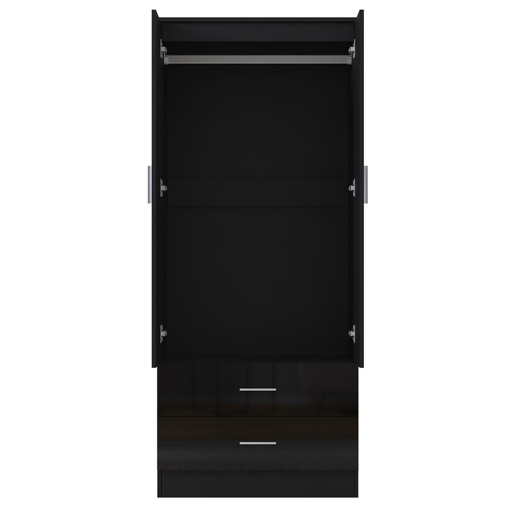 REFLECT High Gloss Bedroom Furniture Wardrobe Chest Bedside Desk Option in Black