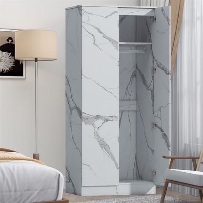 ZITA Bedroom Furniture 2 Door Wardrobe in White OR Grey Marble Colour Option