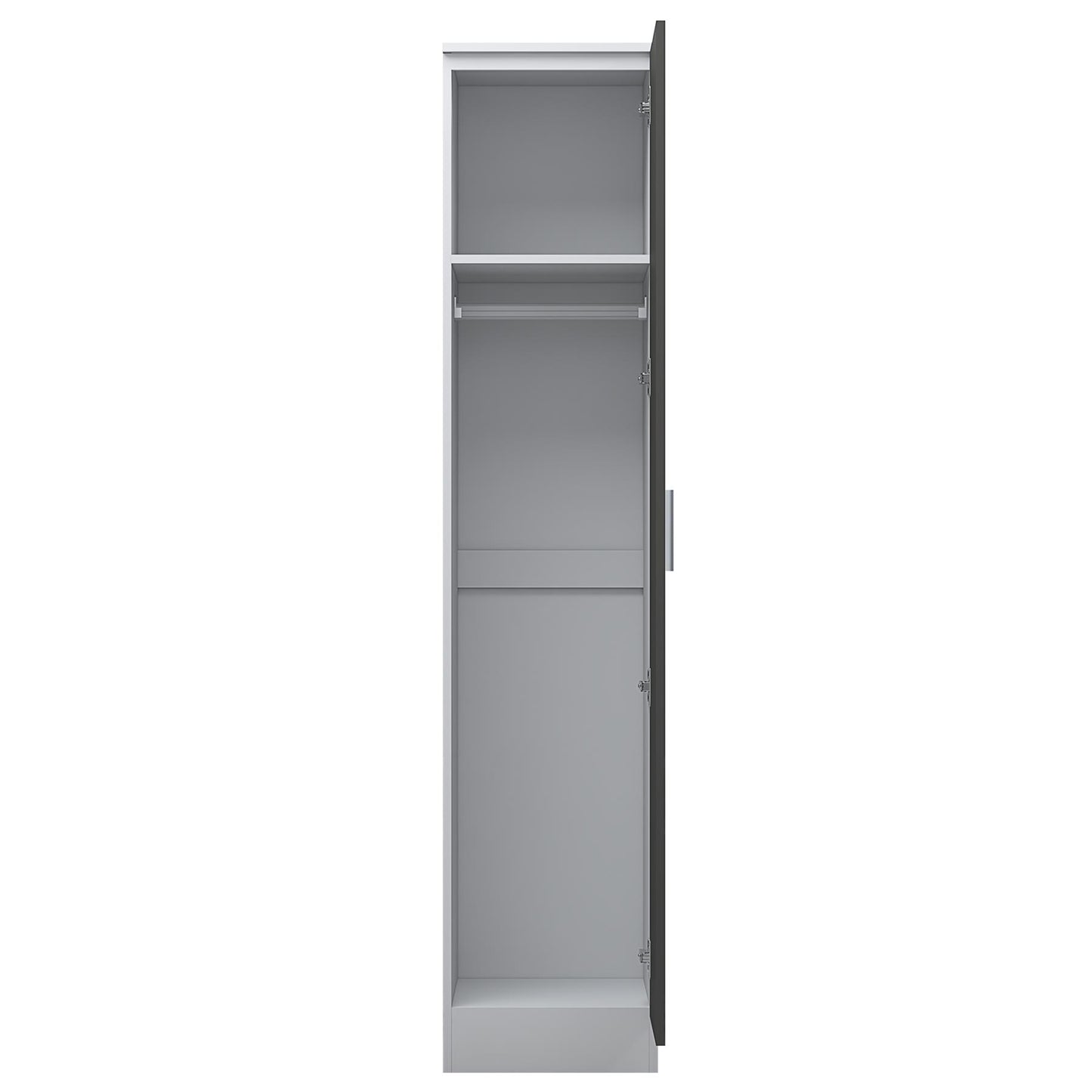 Reflect 1 Door High Gloss Wardrobe - Grey & White, Durable Melamine Finish - Modern Bedroom Storage - Single Door Wardrobe