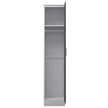 Reflect 1 Door High Gloss Wardrobe - Grey & White, Durable Melamine Finish - Modern Bedroom Storage - Single Door Wardrobe