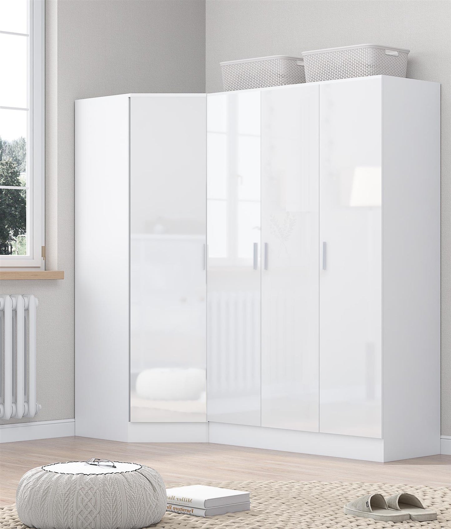 REFLECT 1dr Corner Bedroom Furniture Bundles Chest, Bedsides, Desks - 4 Colours