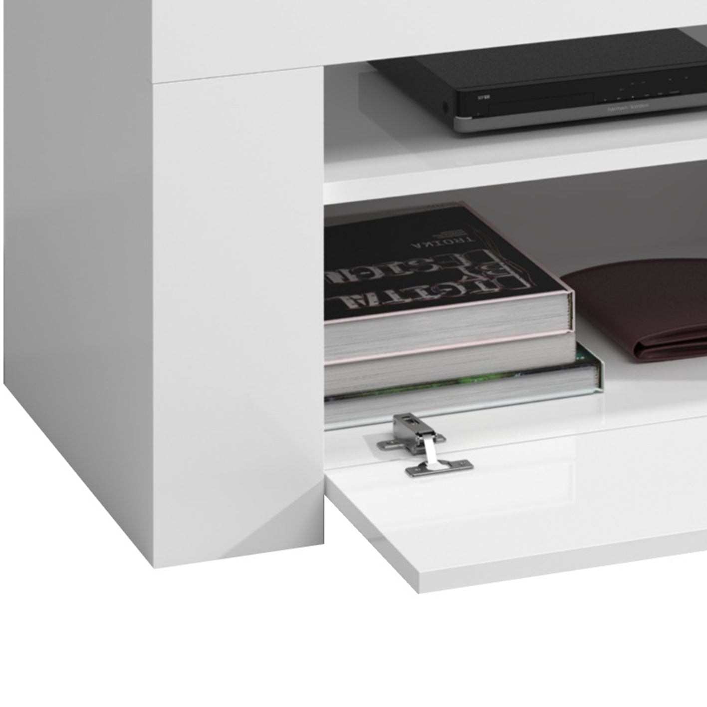 AMBIT White Dual Zone Under TV Unit - Modern Media Entertainment Cabinet