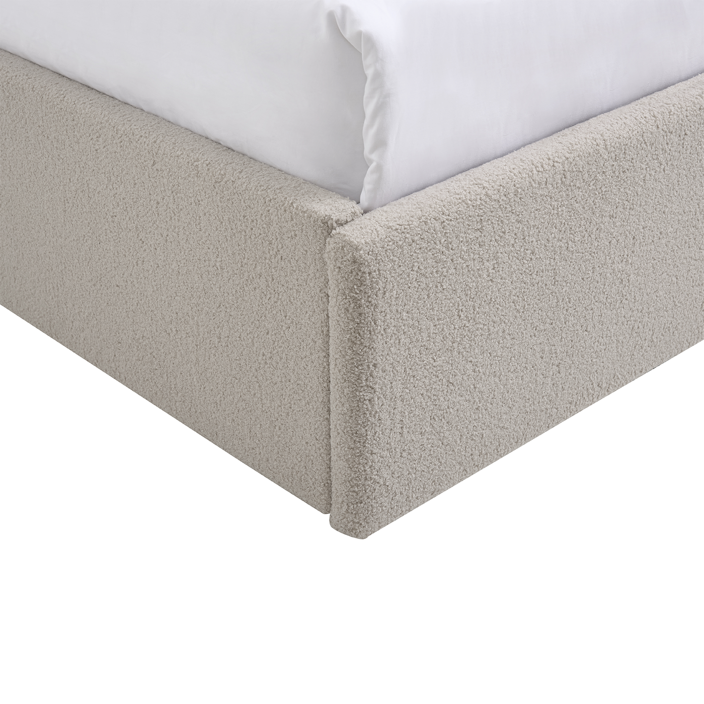 TEDDY Boucle Gas Lift Ottoman Storage Bedframe in Beige with 4 Size Options