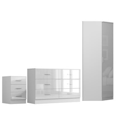 REFLECT 1dr Corner Bedroom Furniture Bundles Chest, Bedsides, Desks - 4 Colours