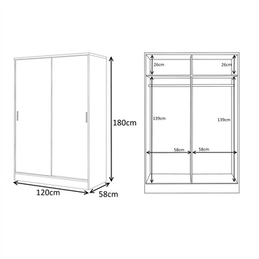 REFLECT Gloss 4pc Set - 2 Door Sliding Wardrobe + Wide Chest + 2 Tall Bedsides