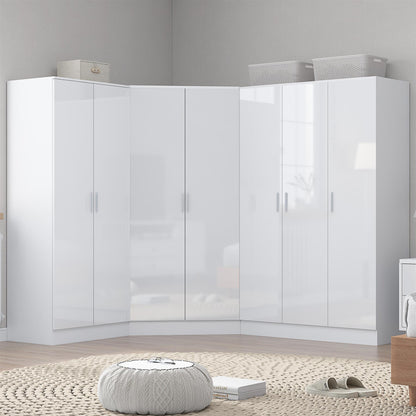 REFLECT Gloss 7 Door Wardrobe Bundle - Corner + 3dr Plain + Double Wardrobe