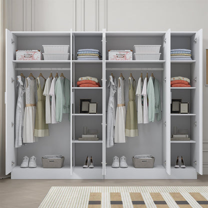Reflect 2pc Wardrobe Bundle - 3 Door Mirror + 3 Door Plain - White Gloss & Matt White