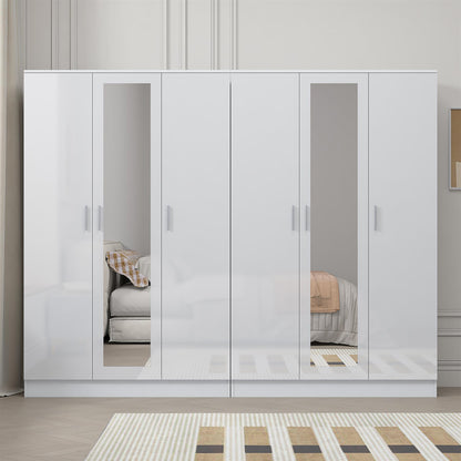 Reflect 2pc Wardrobe Bundle - 3 Door Mirror + 3 Door Mirror - White Gloss & Matt White
