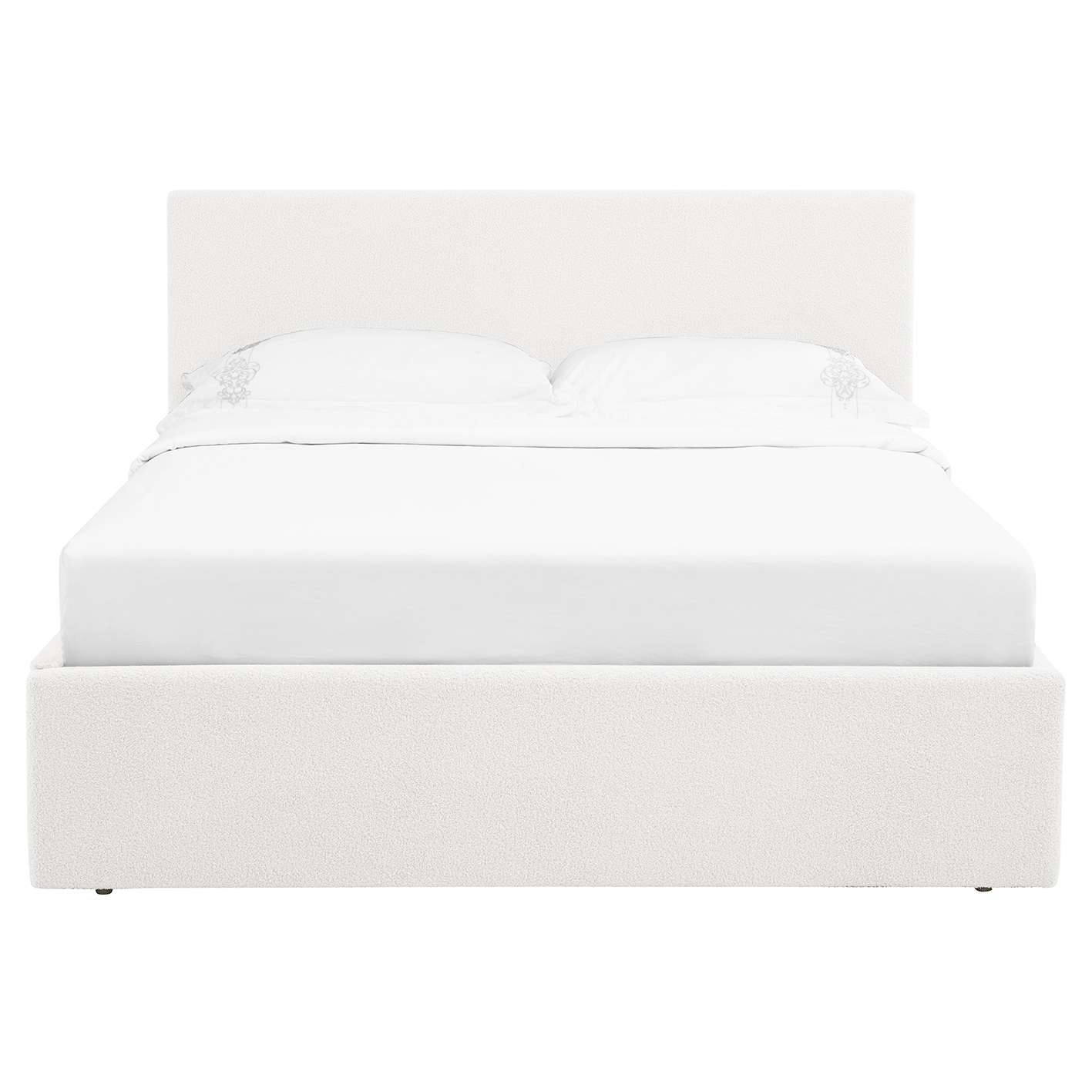 TEDDY Boucle Gas Lift Ottoman Storage Bed in White with 4 Size + Mattress Option