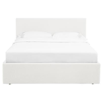 TEDDY Boucle Gas Lift Ottoman Storage Bed in White with 4 Size + Mattress Option