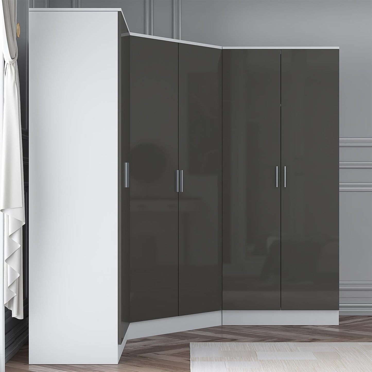 REFLECT Gloss 6 Door Wardrobe Bundle - 2 Door Corner + 2 Door + 2 Door Wardrobe