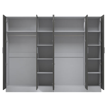 Reflect 2pc Wardrobe Bundle - 3 Door Mirror + 3 Door Plain - Grey Gloss & Matt White