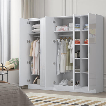 Reflect 2pc Wardrobe Bundle - 3 Door Mirror + 2 Door Plain - White Gloss & Matt White