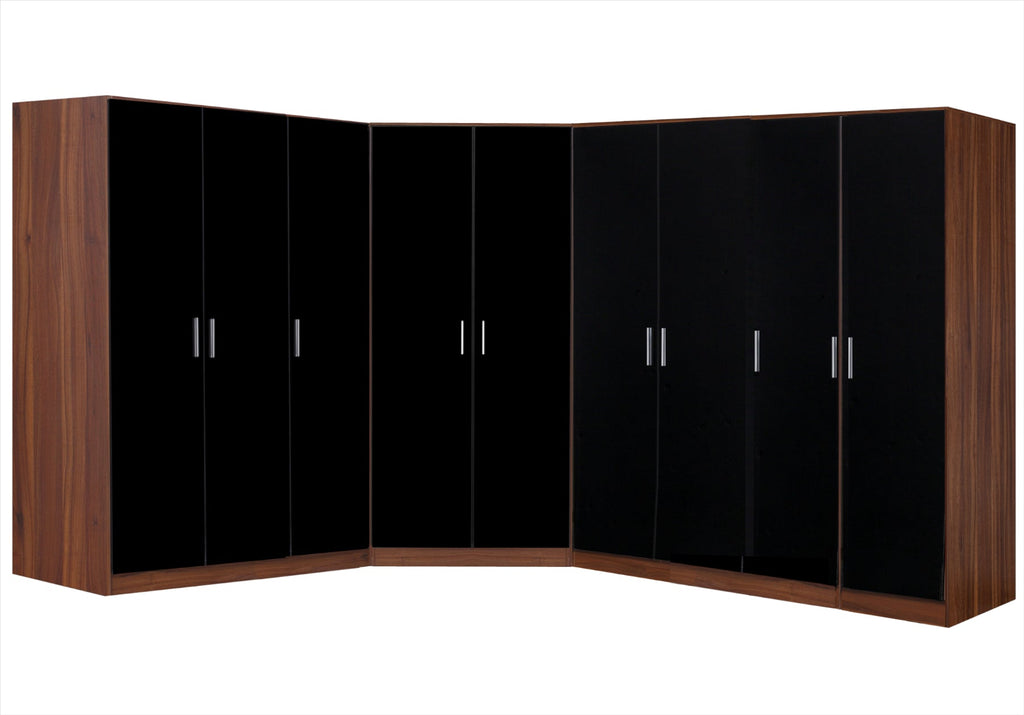REFLECT Gloss Large 9 Door Corner Modular Wardrobe Bedroom Furniture Bundle Set