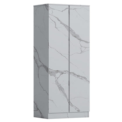 ZITA White Marble Effect 2 Piece Wardrobe Set - 2 Door and 1 Door, Spacious Bedroom Storage Solutions