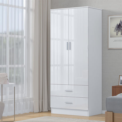 REFLECT Gloss Bedrooom 2 Door & 2 Drawer Combination Wardrobe - 4 Colour Options