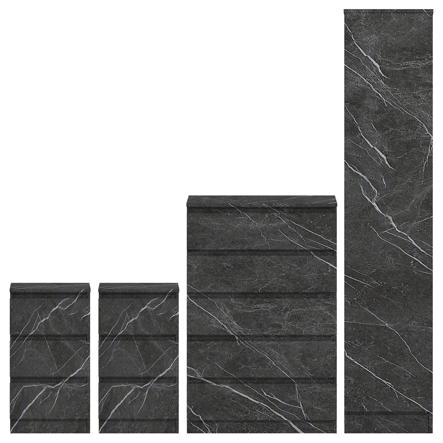 ZITA 3/4pc Bedroom Furniture Sets Wardrobe Chest Bedside - White OR Grey Marble