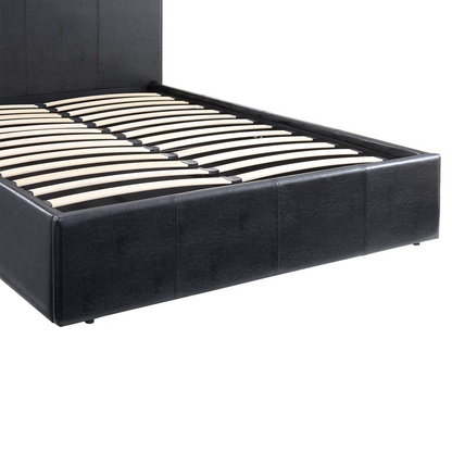LUNA Faux Leather Gas Lift Ottoman Storage Bedframe in Black with 4 Size Options