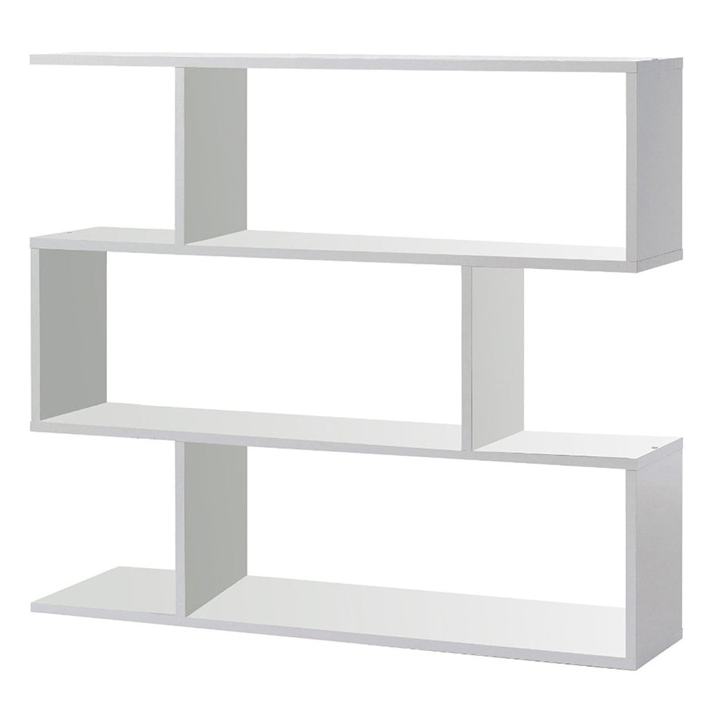 3 Tier Open Low Wide Storage Unit with Compartments, Freestanding Display Bookshelf for Living Room, Kids Playroom & Study - White.