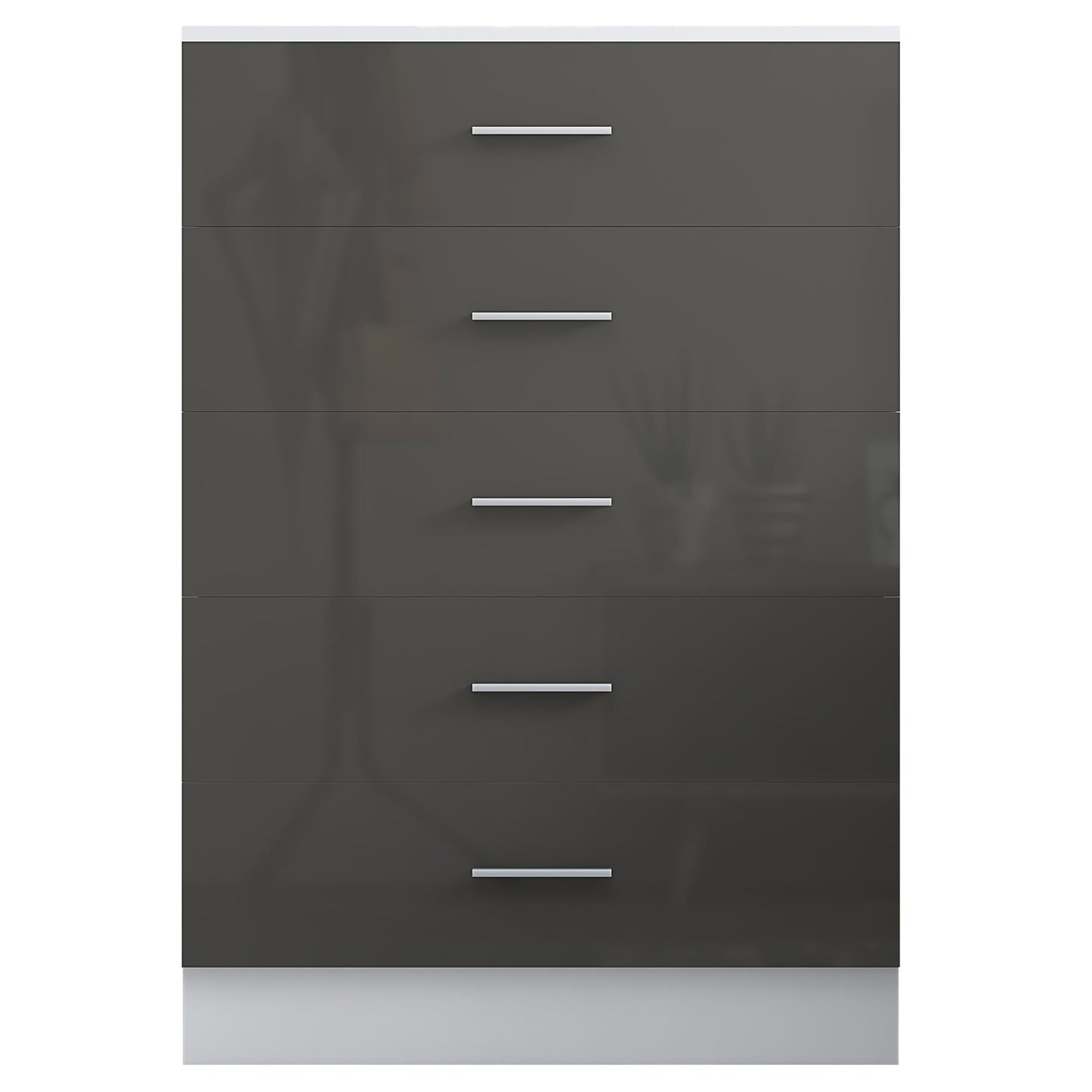 Reflect 5 Drawer Chest - Grey Gloss & Matt White - Modern Vertical Bedroom Storage Unit