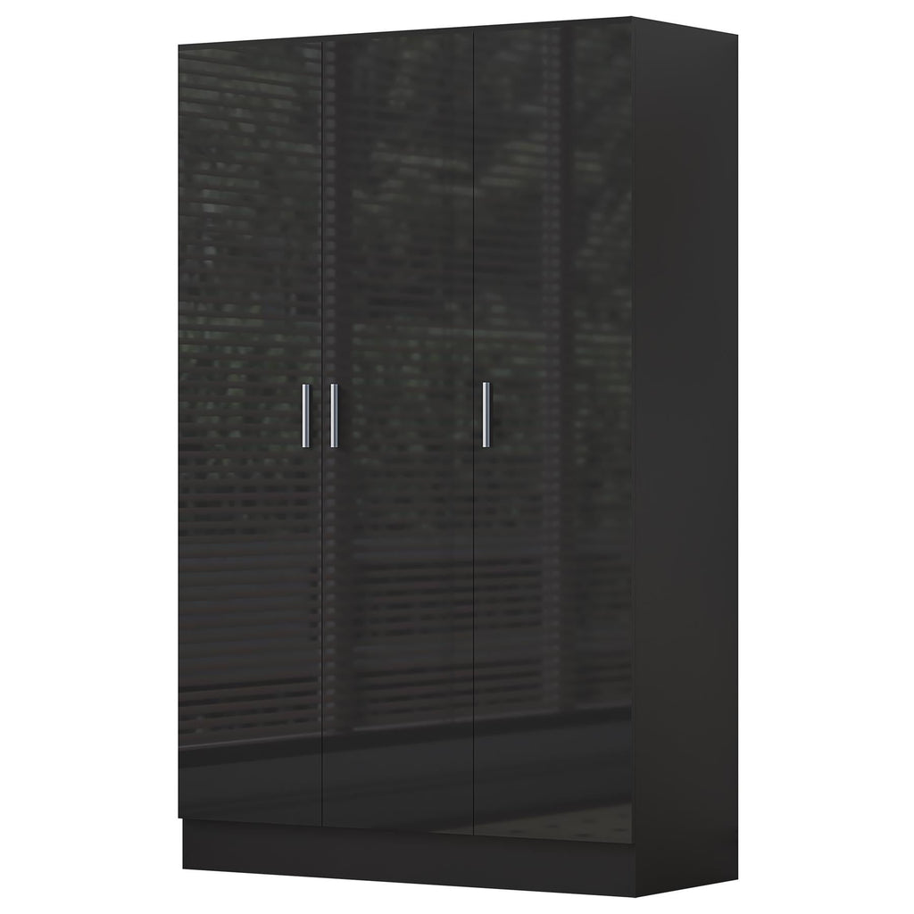 Reflect 2pc Wardrobe Bundle - 2 Door Corner + 3 Door Plain - Black Gloss & Black Oak - H: 180cm x W: 179cm x D: 103cm