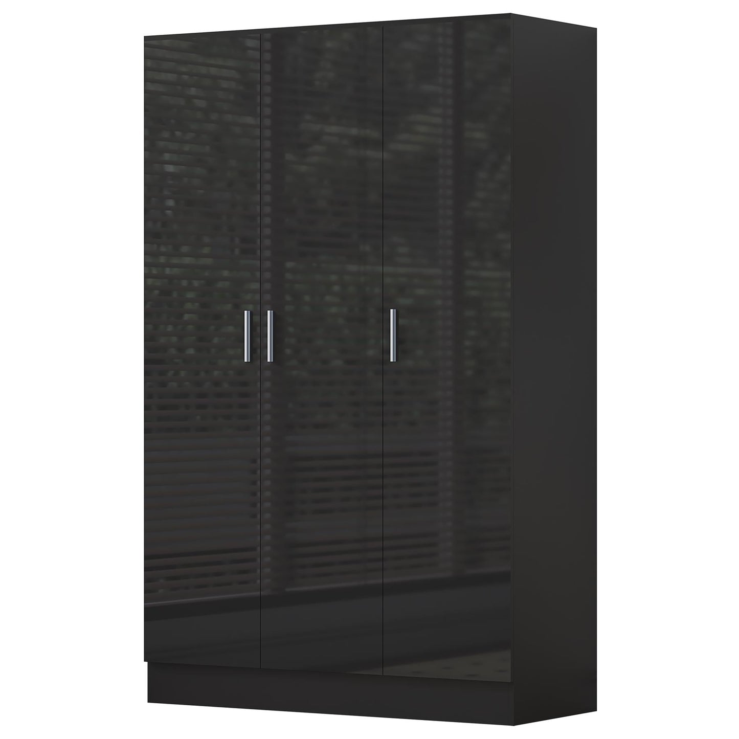 Reflect 2pc Wardrobe Bundle - 2 Door Corner + 3 Door Plain - Black Gloss & Black Oak